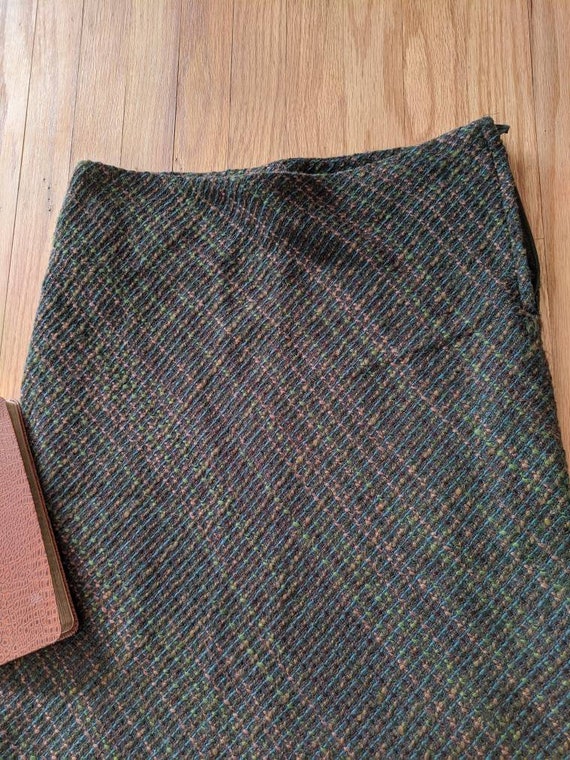 A-Line Tweed Skirt Size 6 | Speckled Moss Green, … - image 5