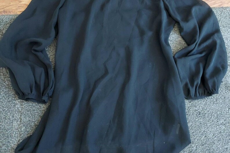 Decadent Black Blouse: Peter Pan Collar, Opaque Chiffon, Spidery Lace | Gothma Tunic image 6