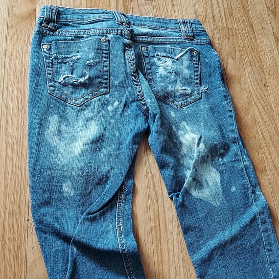 Shredded Bleach Wash Jeans 28x31 - Frayed Flare Hem, FOREVER 21