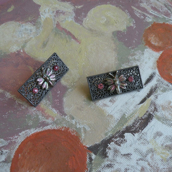 FRENCH MOTH Shoe Clips VINTAGE Mid-Century France