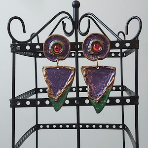 80s Plastic Dystopian Earrings: Painted Squiggles, Mega Metallics (3.5 Inch)