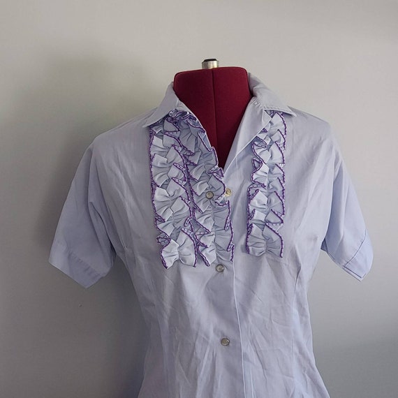 Periwinkle Bowling Shirt Size M | RETRO 1960's Pe… - image 2