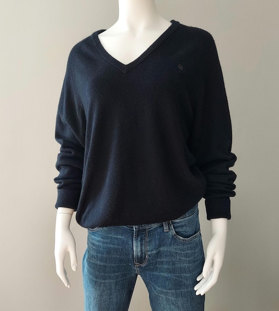 Christian Dior V-neck Sweater, Classic Black Orlon | Chest