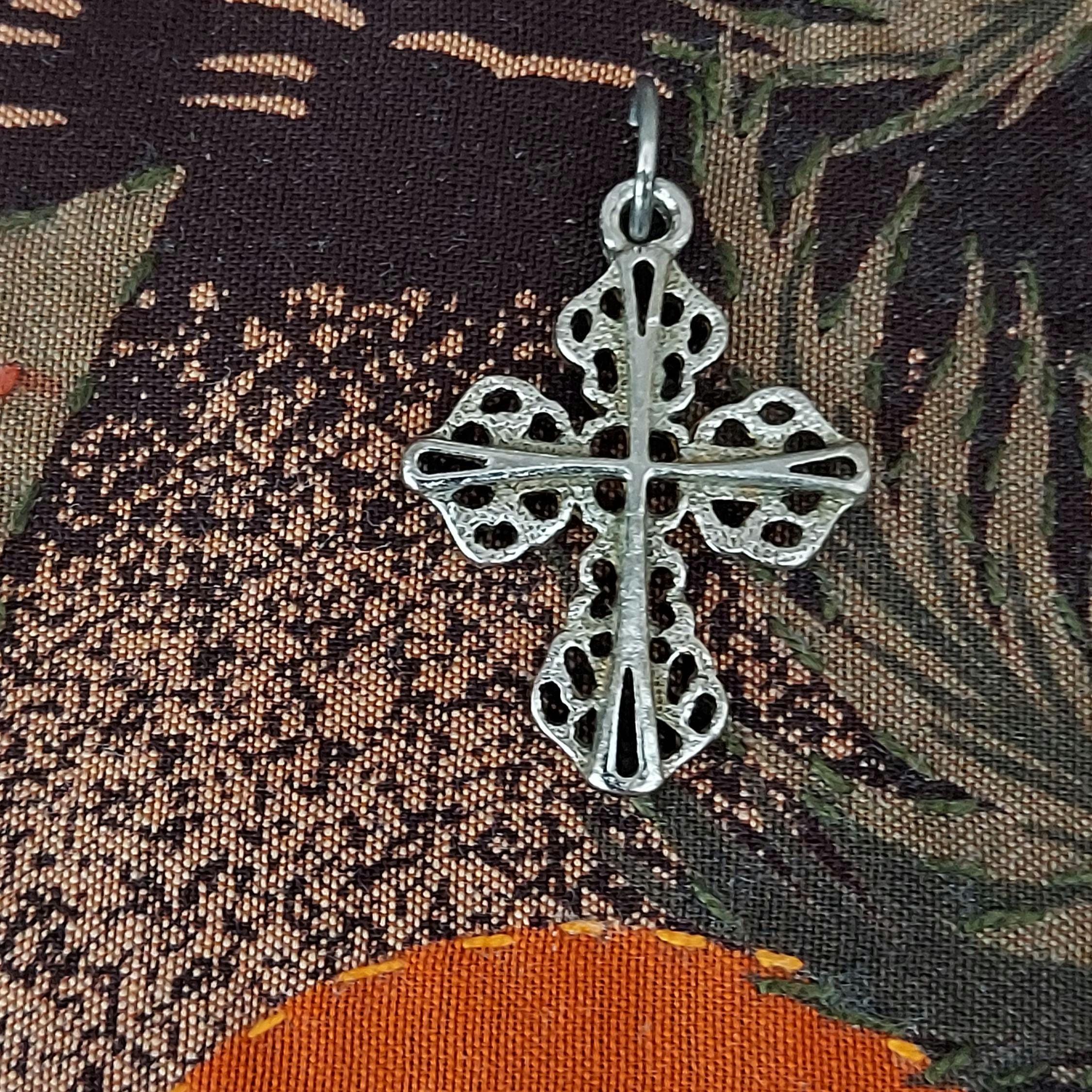 Croix Pendentif Vintage En Argent Sterling Des Années 70 Avec Chaîne - Bijou Rétro