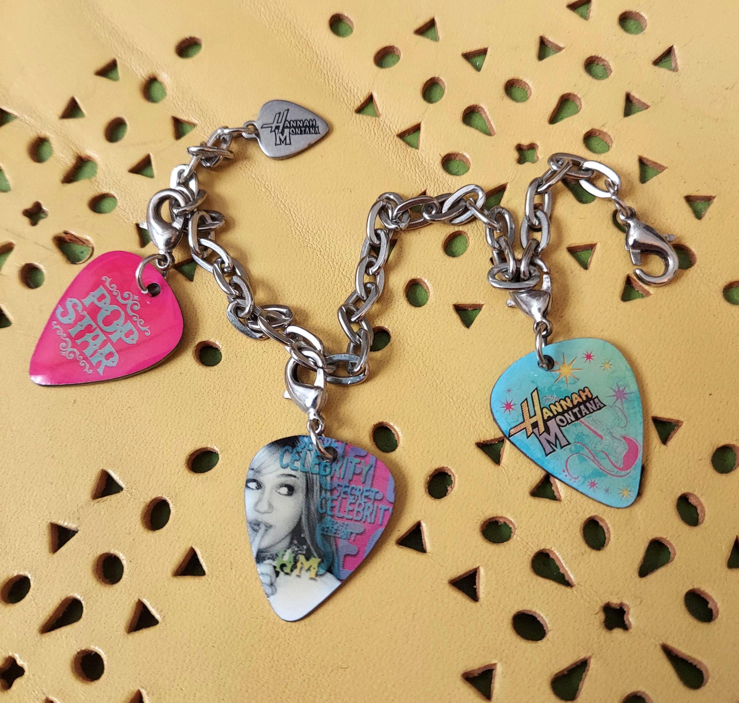 Hannah Montana Charm Bracelet, 3 Guitar Pick Charms | Official Pop