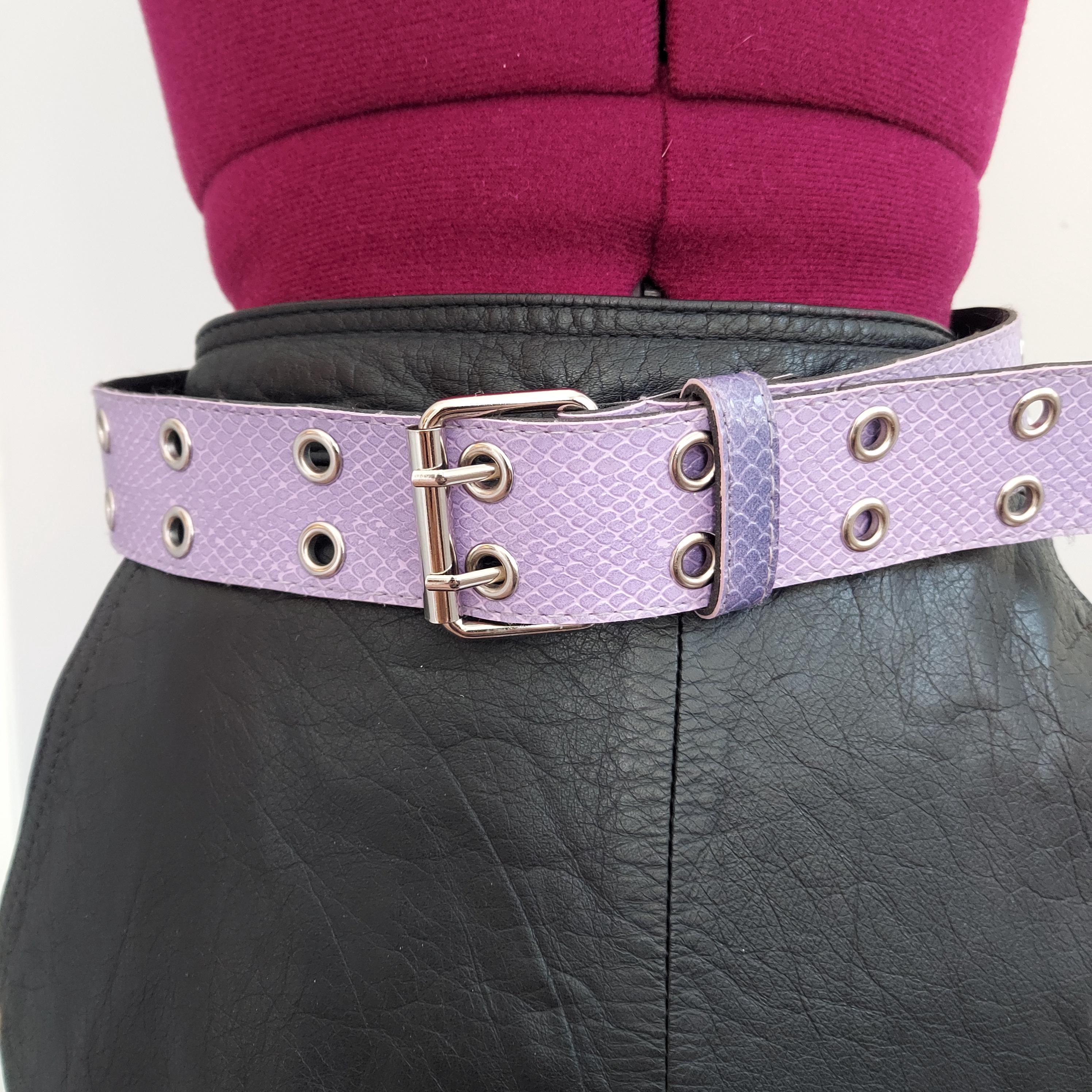 Authentic 90s Vintage belt set Lavender & Mint Embellished Women’s Belt Set Buy Female Western Belt Lilac Suede Leather Rhinestone  main image 2
