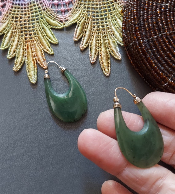 Jade Doorknocker Earrings | Modernist Classic | G… - image 8