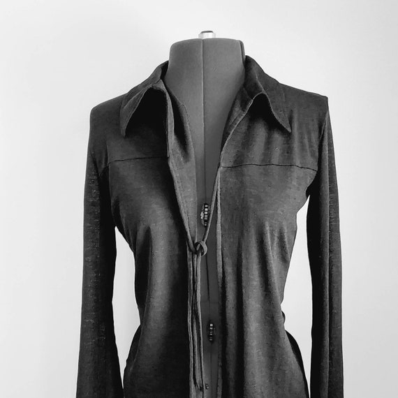 Black Tiefront Cardigan S/M Capsule Wardrobe Jacket Soft Etsy