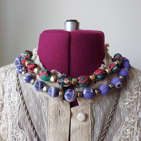 Paisley Bandana Beads, Tie-On Necklaces  | Purple… - image 1