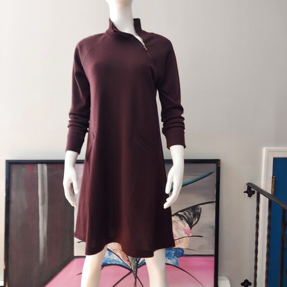 A line Sweater Dress 90s Liz Claiborne Rich Dark Mahogany Scuba