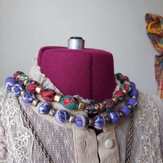 Paisley Bandana Beads, Tie-On Necklaces  | Purple… - image 4