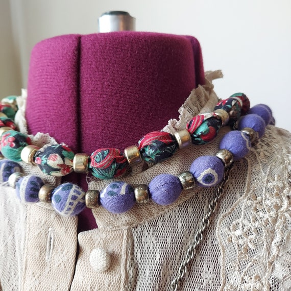 Paisley Bandana Beads, Tie-On Necklaces  | Purple… - image 8