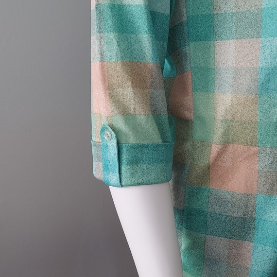 70s Roll Sleeve Tunic, Minty Beige Brushed Pastel… - image 5