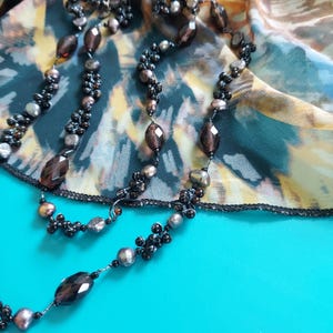 Iridescent Black Pearl Necklace: Faceted Glass Bead Torsade, 18 Inch