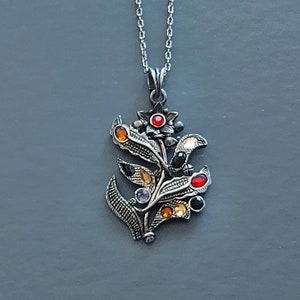 Bejeweled Thistle Necklace, Cast Pewter | Multicolor Rhinestones, Silver Rhodium Chain | Treasured Highlands | 30 Inch Length, Gift Boxed