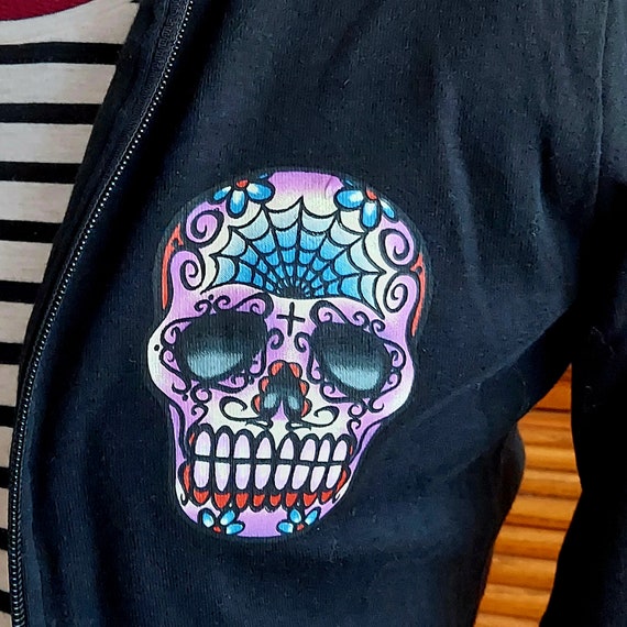 Lucky 13 Sugar Skull Hoodie | Y2K Goth | Rainbow Skulls