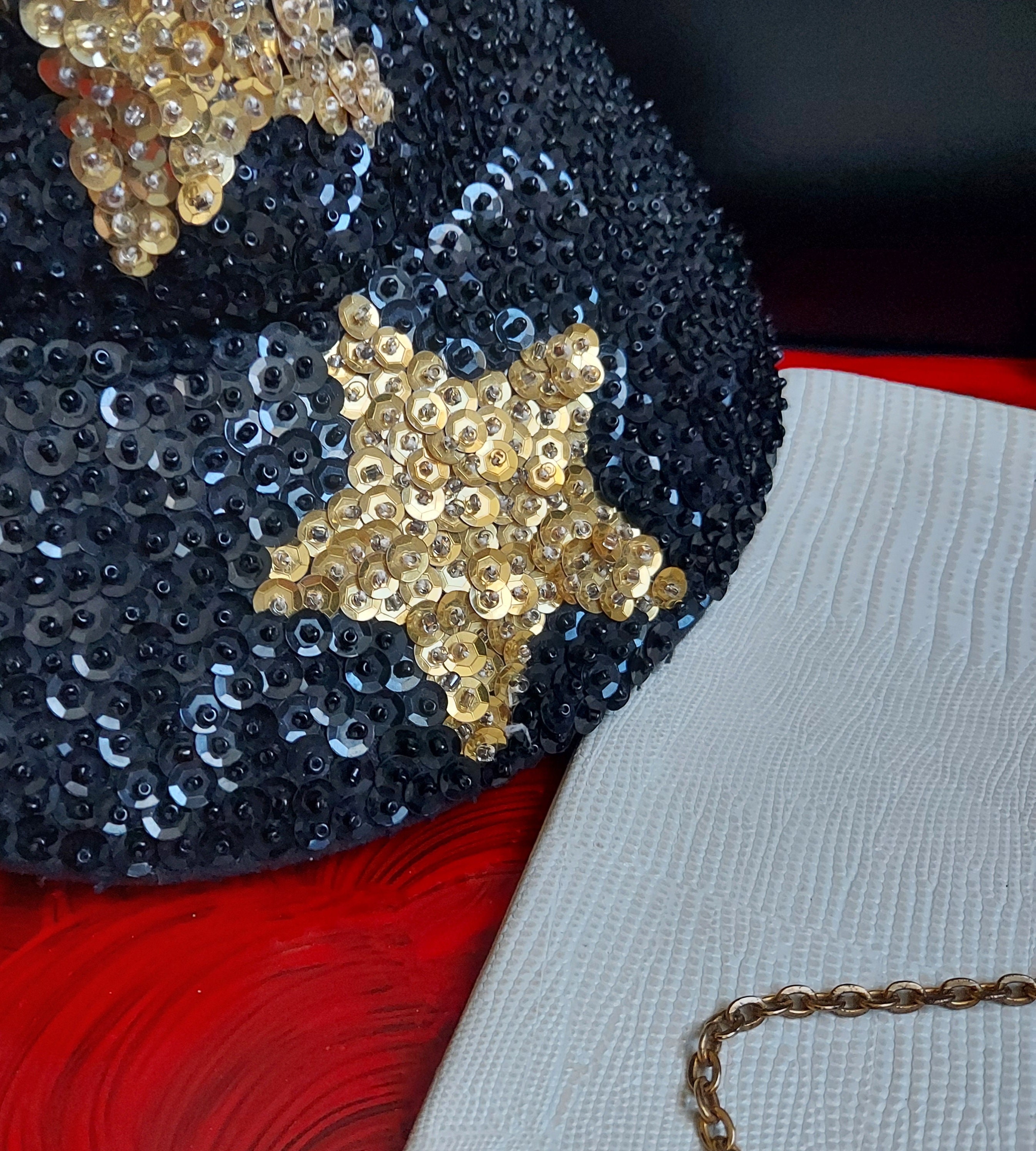 Vintage Kenar Sequin Baseball Cap: 80s Hip-hop Black & Gold  display picture 1