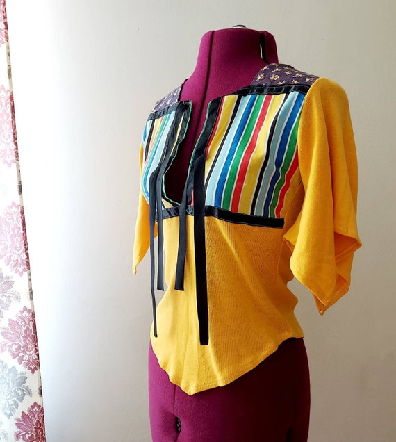 Rainbow Ribbon Top, Stretch Knit, Bishop Sleeve |… - image 2