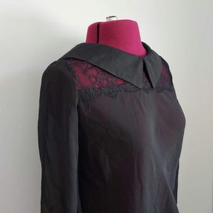 Decadent Black Blouse: Peter Pan Collar, Opaque Chiffon, Spidery Lace | Gothma Tunic image 4