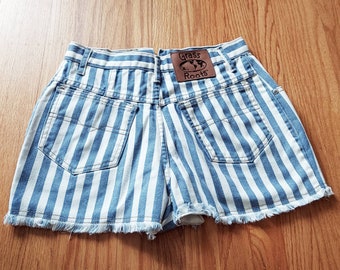Striped Denim Shorts - Etsy Australia