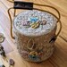 Straw Bucket Purse | RETRO 1950's Cottage Core | Quaint Rustic | Checkerboard Straw & Raffia Flowers | Nautical Rope Handle | Pocket Inside 