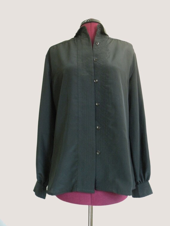Poet Sleeve Dress Shirt, Silky Black Size 36 | Trapunto