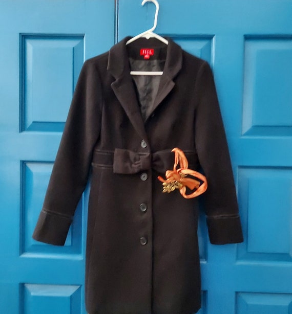 Black Bow Dress Coat Size S Chest 34 | ELLE Cute, 