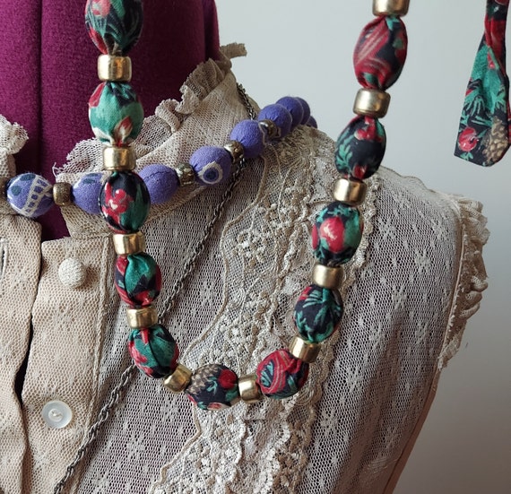 Paisley Bandana Beads, Tie-On Necklaces  | Purple… - image 9
