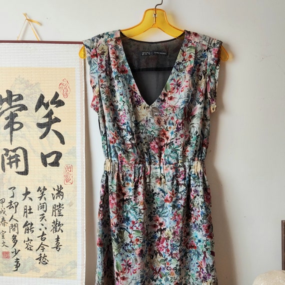 Floral Chiffon Sun Dress | 90s V-Neck Pullover | … - image 1