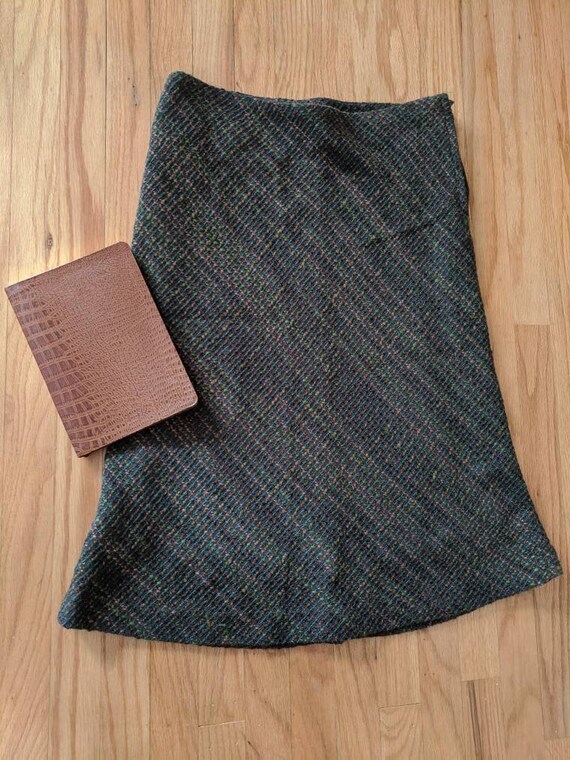 A-Line Tweed Skirt Size 6 | Speckled Moss Green, … - image 2