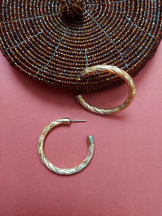 Diamond-Cut Hoops, 3/4 Style Earrings | Textured, 