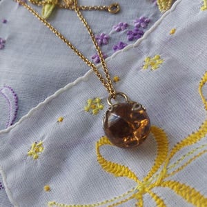 Cracked Marble Necklace, Topaz Color, Groovy 1960s, 12KT/GF Gold Chain | 18" Gift Boxed