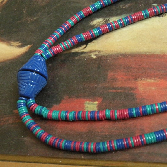 BLUE SUNSET Southwest Heishi Necklace 36" | 1980s… - image 5
