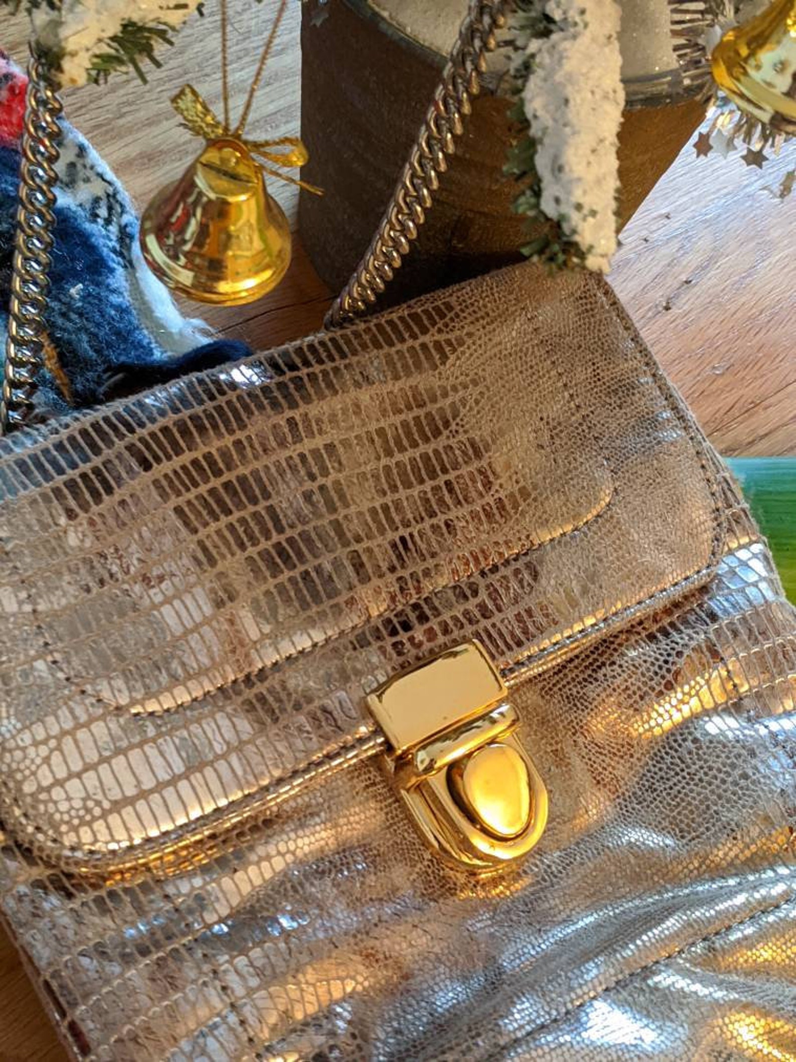 DISCO LIZARD Silver Messenger Bag / 1980's PINKY Bags Etsy