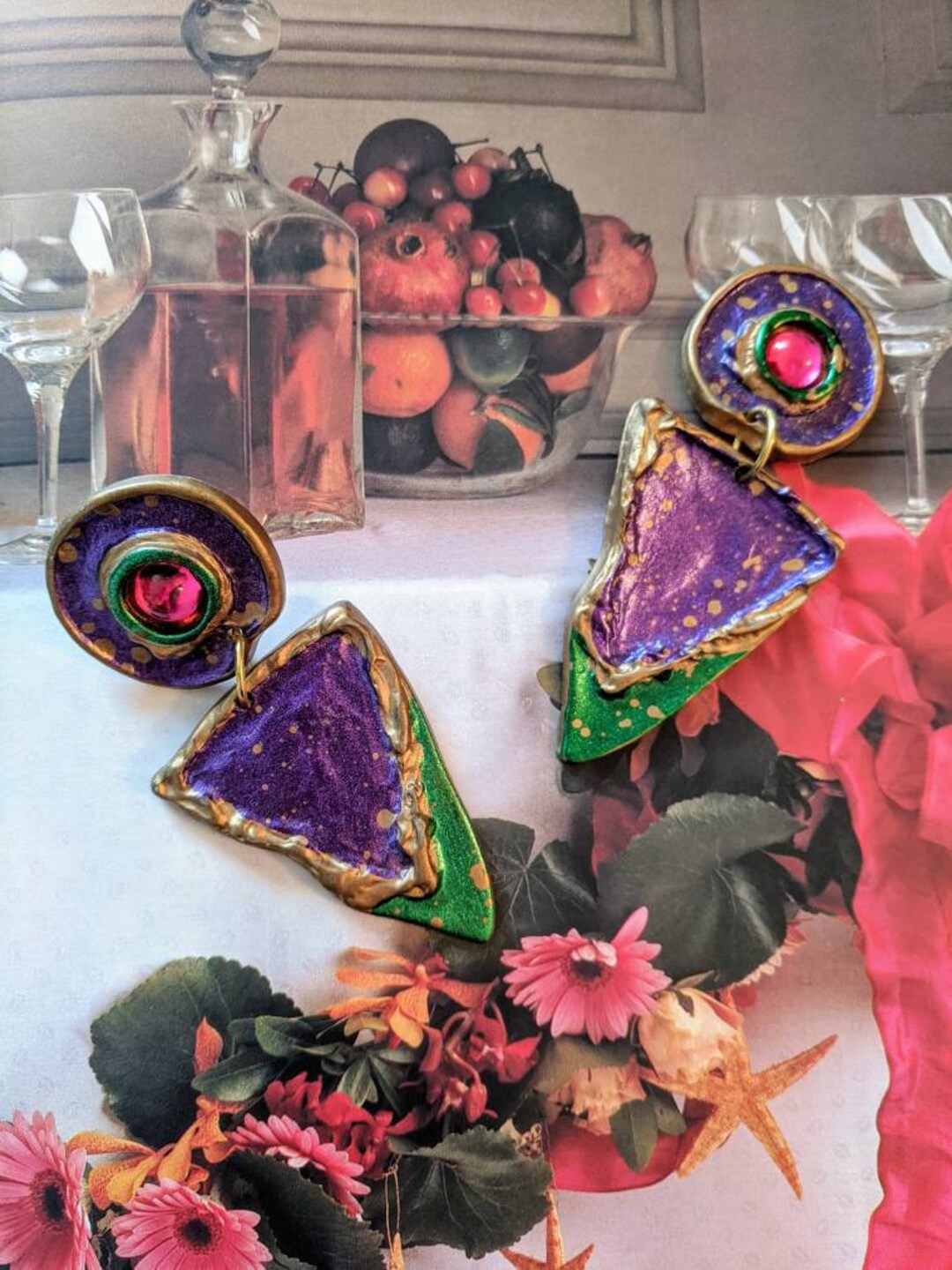 New Wave Earrings, Plastic 3.5 Inch | 80s Dystopian Alien