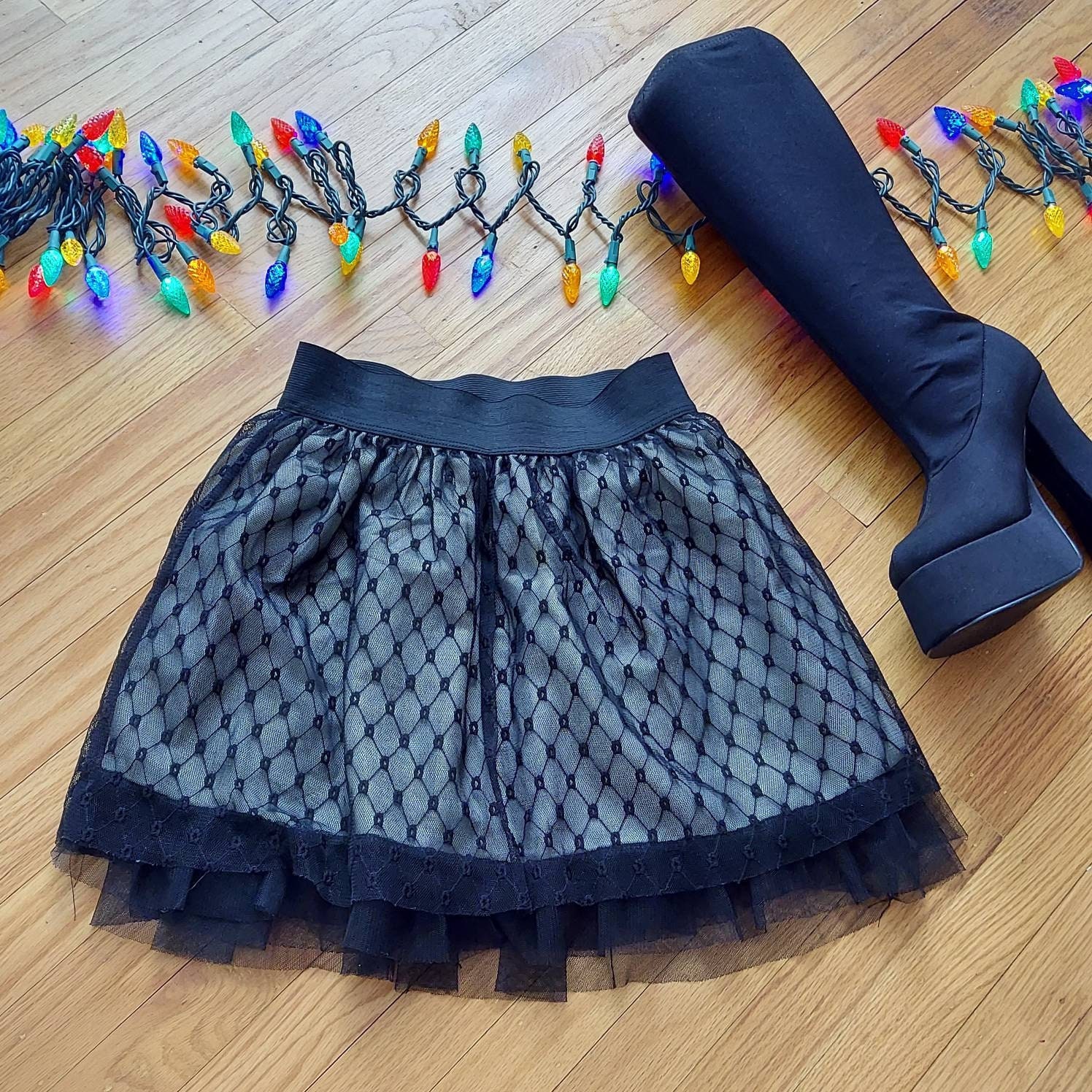 Black Tulle Skirt, 90s by TOPIA | Frothy Layers, Textures