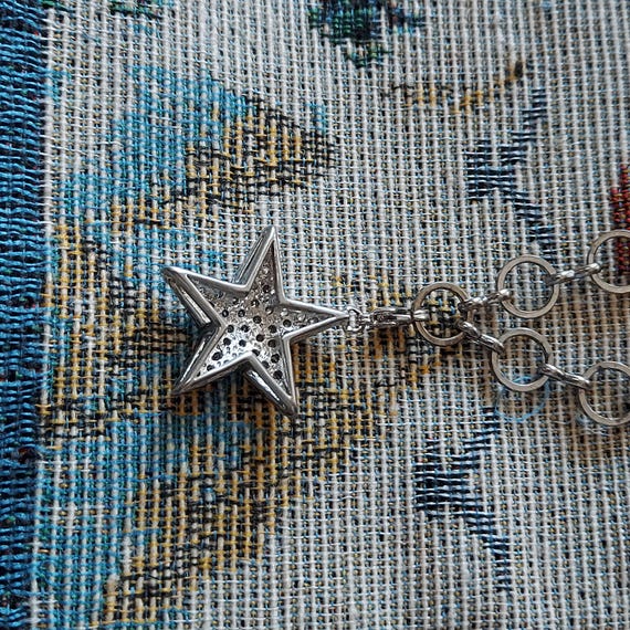 Vintage Celestial Star Bracelet: Silver Pave Char… - image 7
