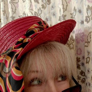 Straw Hat With Scarf Tie - Etsy