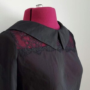 Decadent Black Blouse: Peter Pan Collar, Opaque Chiffon, Spidery Lace | Gothma Tunic image 9
