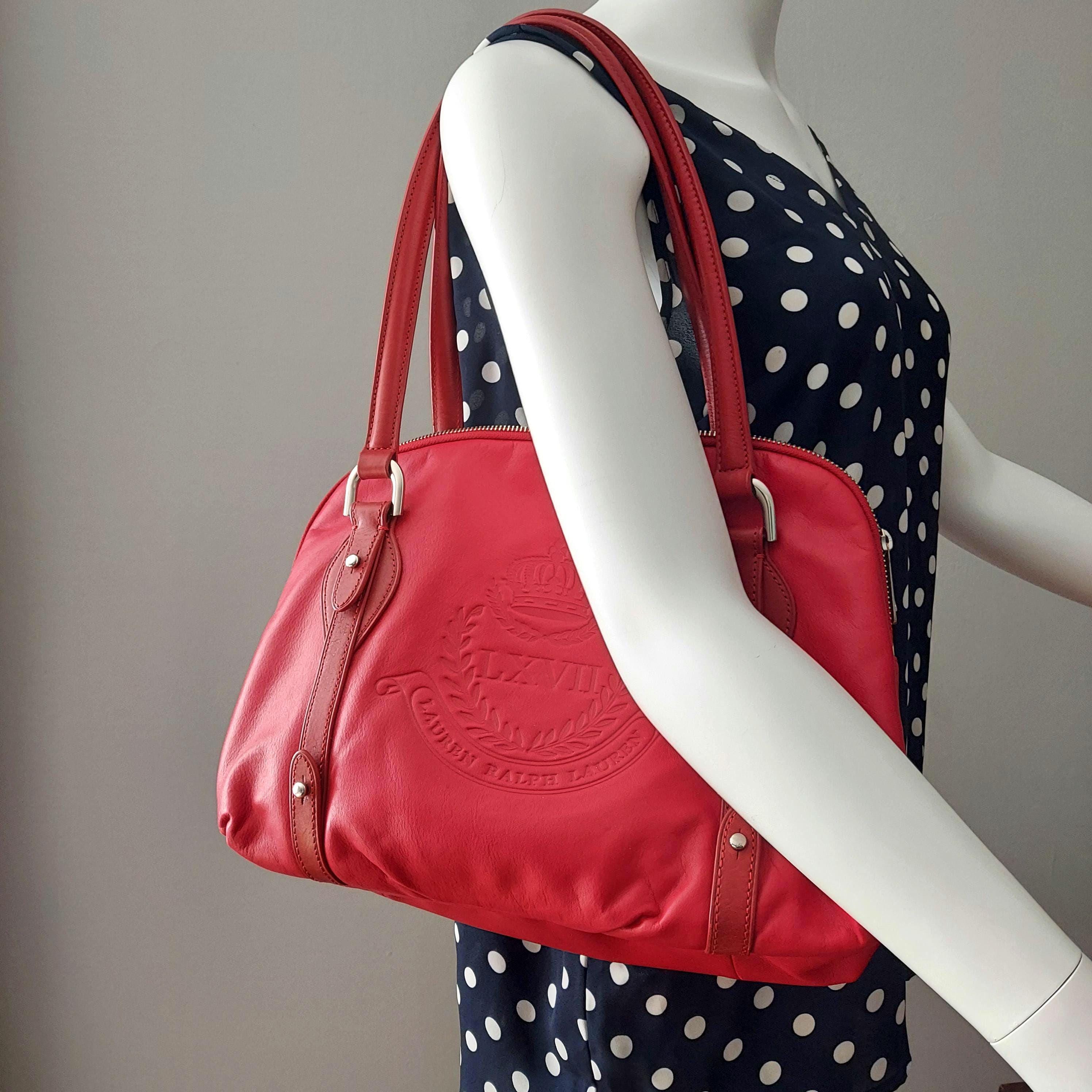 RALPH LAUREN Monogram Satchel, Luxe Red Leather | Tribute
