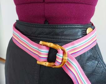 Vintage 90s rainbow striped woven cloth chord ribbon trim belt Vintage 90s Rainbow Striped Woven Cloth Chord Ribbon Trim  main image 4