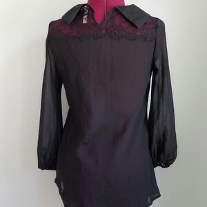Decadent Black Blouse: Peter Pan Collar, Opaque Chiffon, Spidery Lace | Gothma Tunic image 10