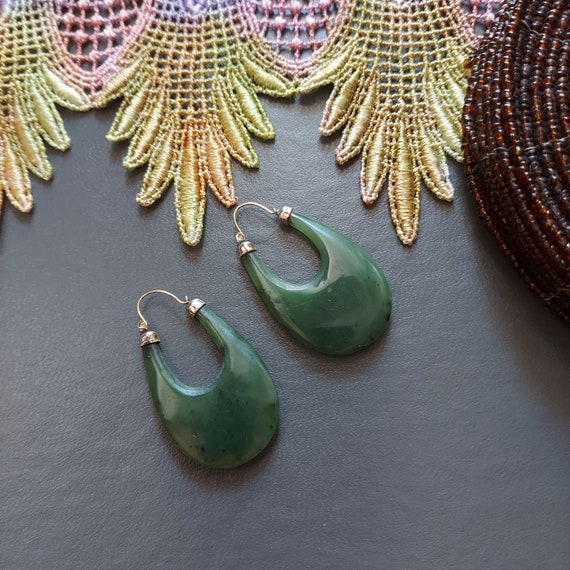 Jade Doorknocker Earrings | Modernist Classic | G… - image 2