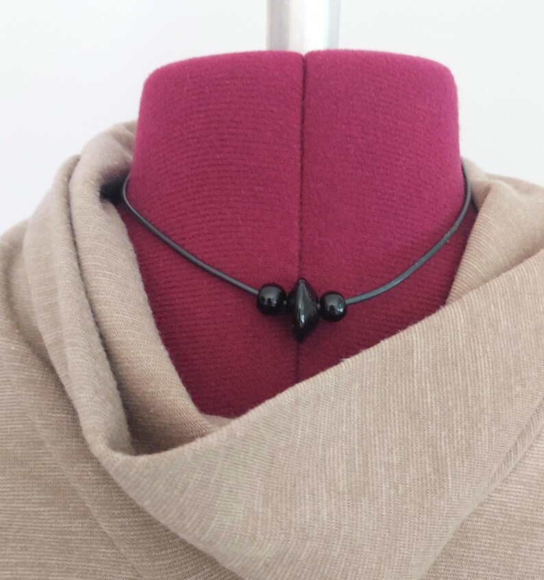 Vintage 90s Black Bead Choker: Goth Grunge Rubber Cord Necklace image 9