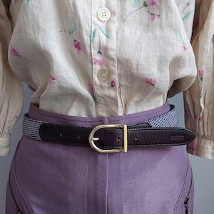 Pastel Houndstooth Print Women\'s Fabric Belt - Blue Light Blue Houndstooth | EquestrianBuckleBelt main image 4