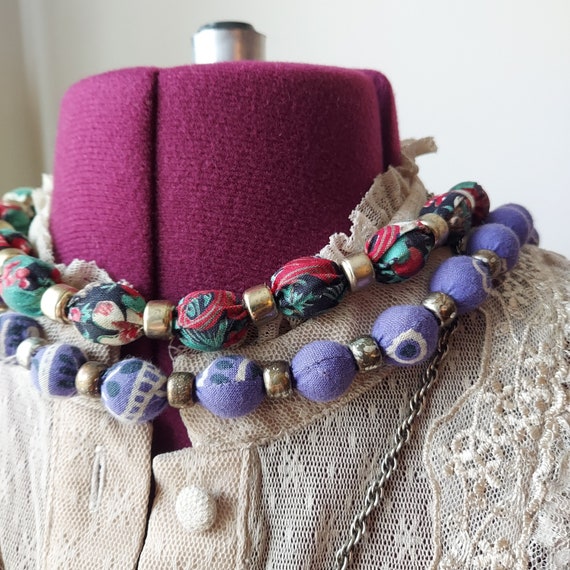 Paisley Bandana Beads, Tie-On Necklaces  | Purple… - image 5