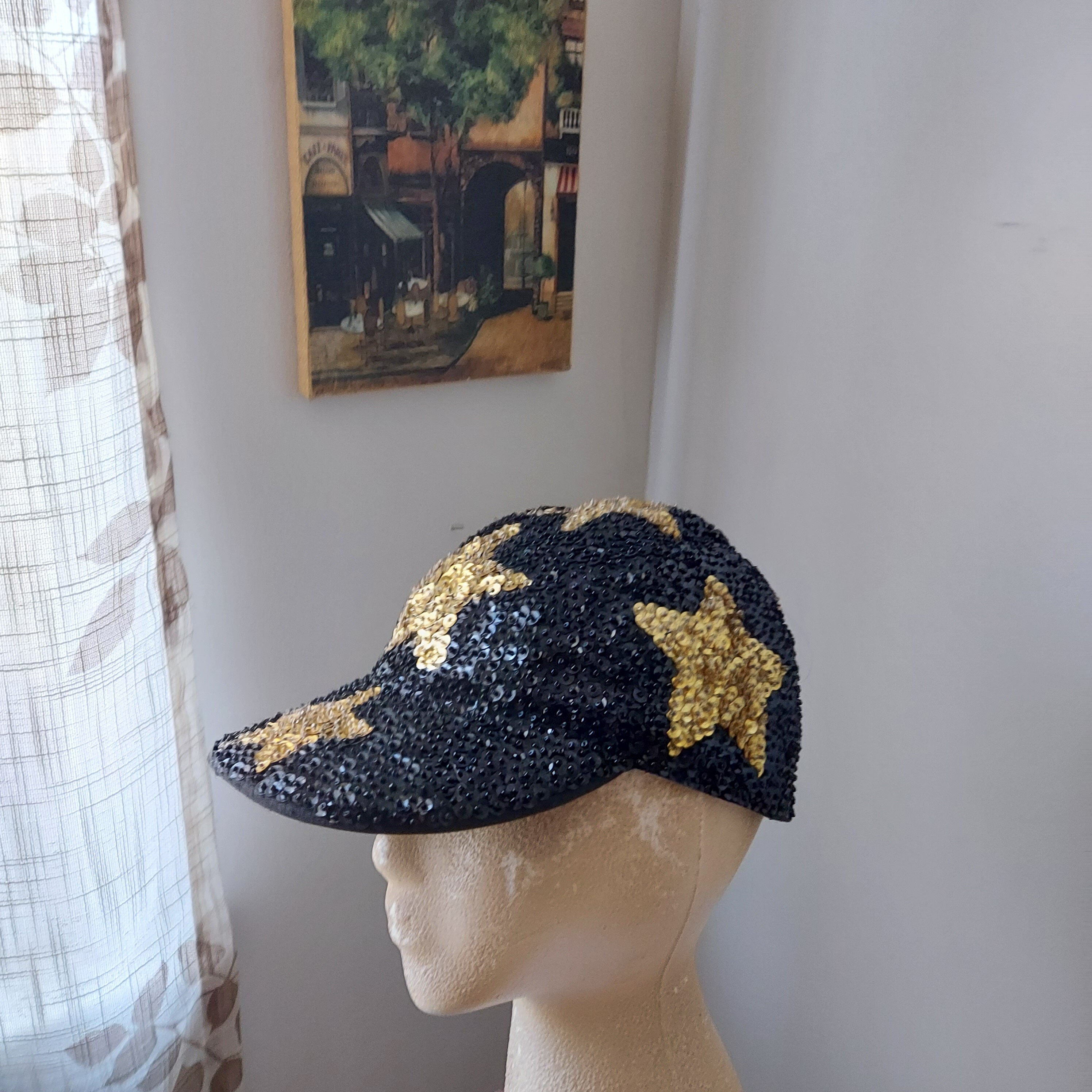 Kenar Sequin Baseball Cap | VINTAGE 80s Hip-hop Street Goth Kenar Sequin Baseball Cap | VINTAGE 80s Hip-hop Street Goth