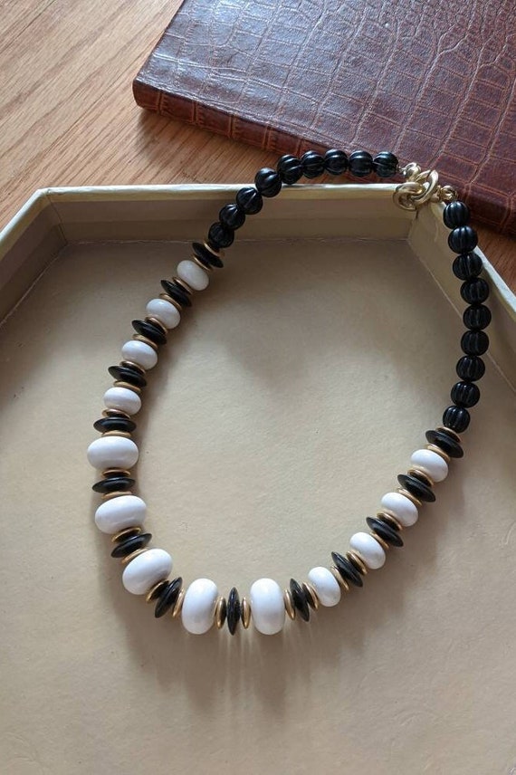 Black White Beads, Tailored Statement | 80's Clas… - image 5