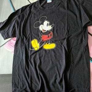 ヴィンテージ 70年代 ミッキーマウス Tシャツ、ブラック コットン、胸囲 40インチ 画像 2