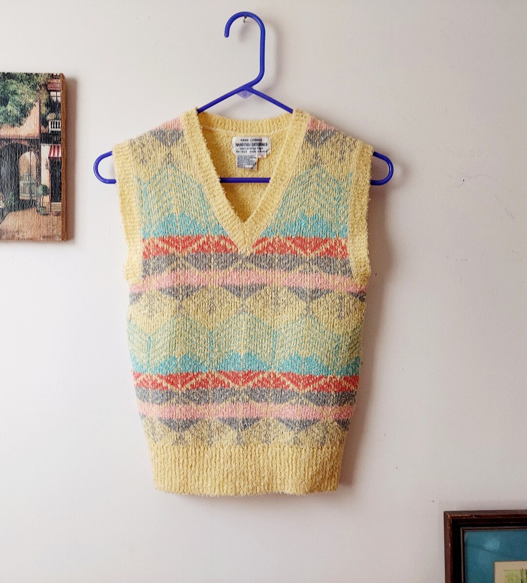 【KOOLOSET】Vintage Towel Knit Vest Vintage Koret City Blues Vest Womens Small Petites Blue